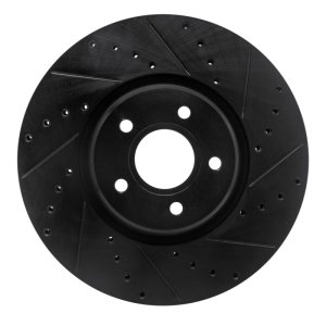 Ford Transit Connect Brake Rotor (1) - Front Right - R1 Concepts - Drilled & Slotted - Black - `04-`19